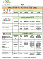 Le nouveau calendrier des activités 2025-2026 de la FJEP est disponible !
